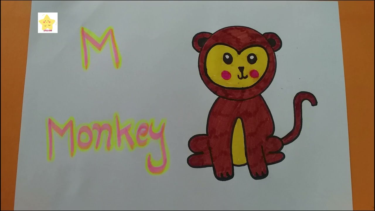 Easy Monkey Drawing 🐵 | M is for Monkey | Little Star Kids TV 🌟