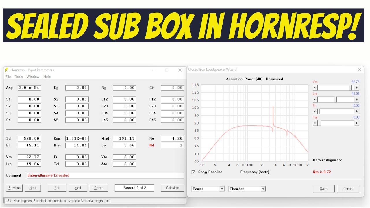 Hornresp Tutorial (Part 2) :- Design a Sealed Subwoofer Box
