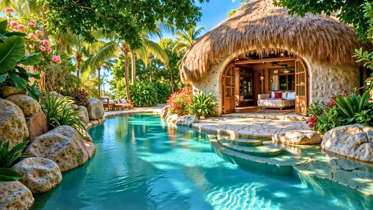 Spring Tropical Paradise Bossa Nova 🌴🌸 Ocean Breeze Jazz & Relaxing Island Cafe Escape