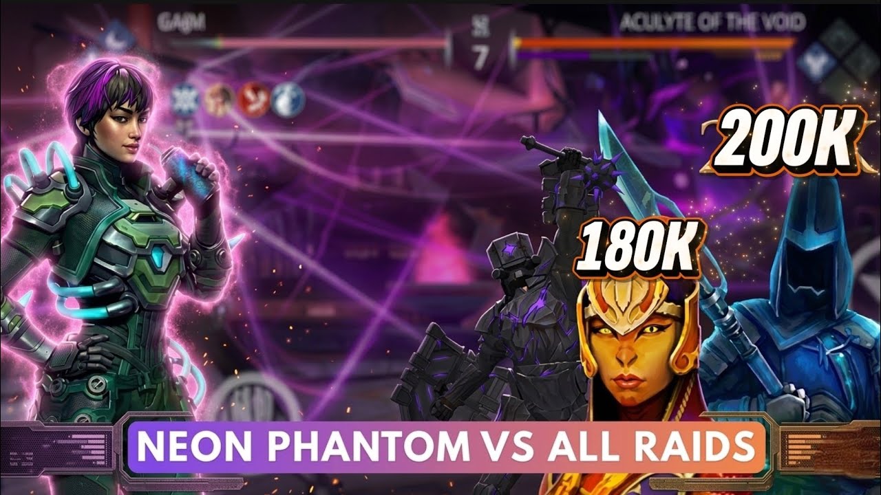 Shadow fight 3: Neon Phantom vs all Raids (insane damage 🔥)