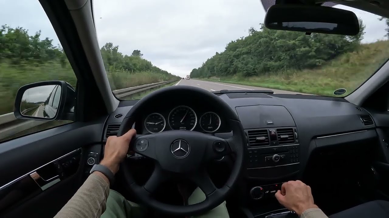 Mercedes-Benz C180 W204 (156hp) 2004|| German Autobahn & Top Speed Test