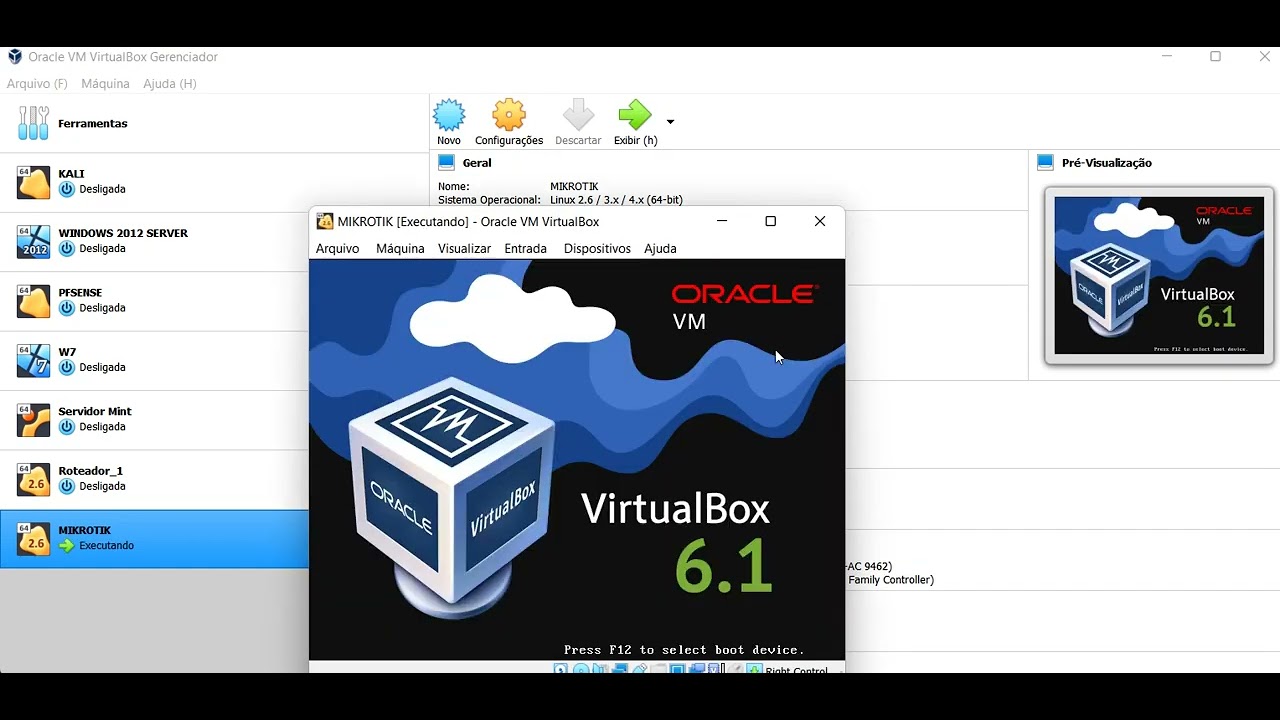 Roteador Mikrotik - 1 ( Instalação do roteador  mikrotik no Virtualbox )