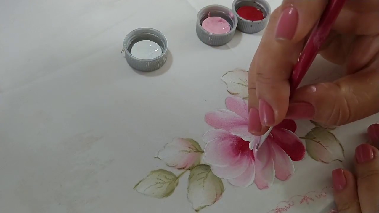 Pintura em Tecido. Aprenda Pintar Rosas, Botão, Margaridinhas e Folhas. VIDEO COMPLETO
