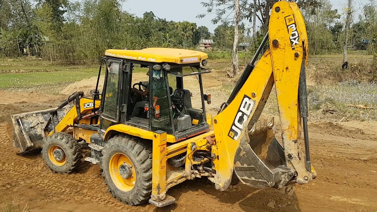 JCB Backhoe Working on Mud - JCB Collecting Mud and Leveling Ground - JCB VIDEO 6