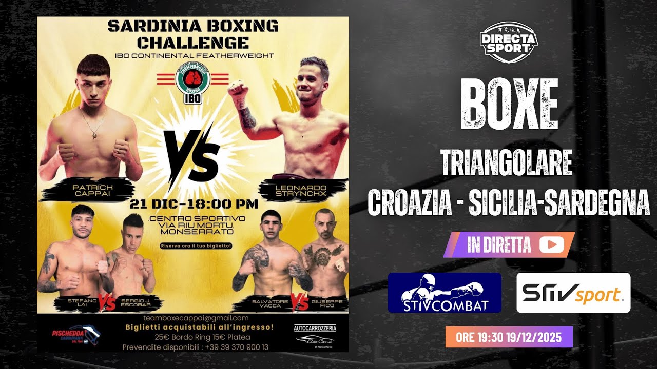 Boxe - Sardinia Boxing Challenge - Internazionale U15, 17, 19 ed Elite Croazia, Sicilia-Sardegna
