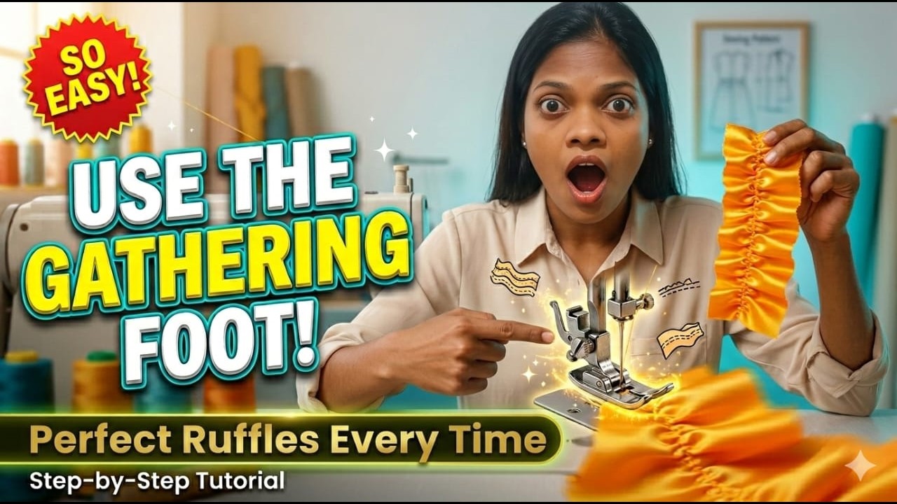 Gathering foot එකෙන් ලේසියෙන්ම රැලි කරමු 😍 How to use a Gathering foot