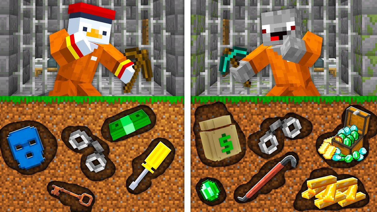 Wir GRABEN ILLEGALE ITEMS um aus GEFÄNGNIS AUSZUBRECHEN in Minecraft