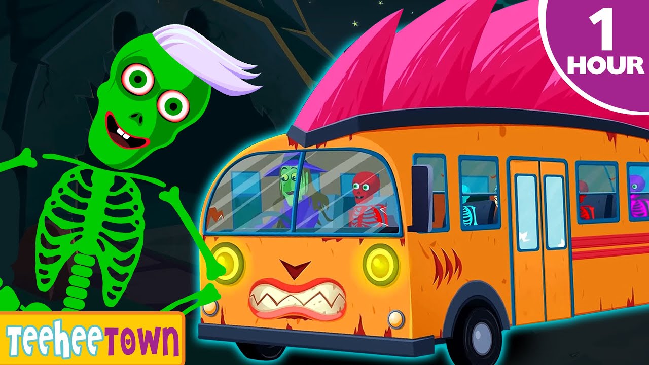 Skeletons Laughing On Halloween Night 💀🚌 Wheels On The Bus + Spooky Skeletons Songs By Teehee Town