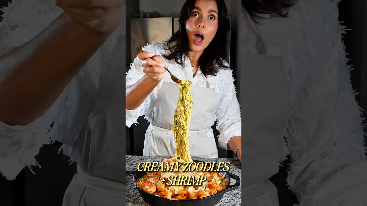 Low Carb Pasta and Gluten Free! Creamy Zucchini Noodles🥒🍤 