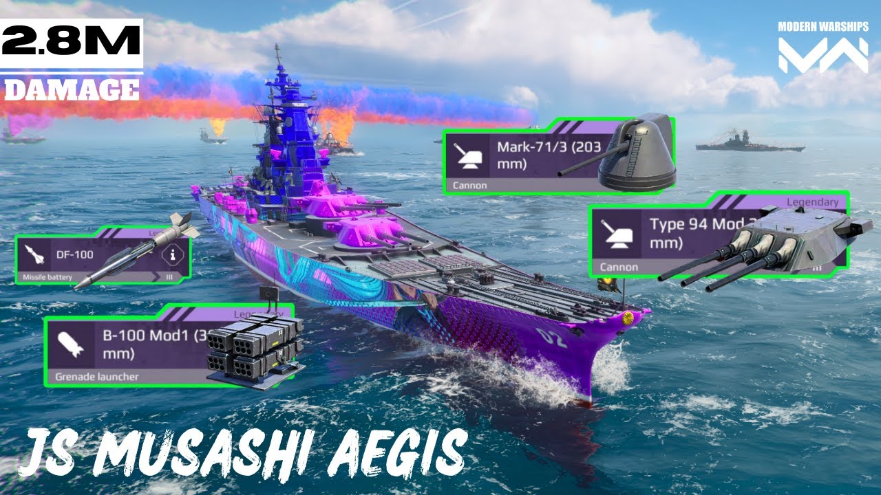 JS Musashi Aegis - Most annoying BB ☠️ 2.8 Damage 🔥- modern warships
