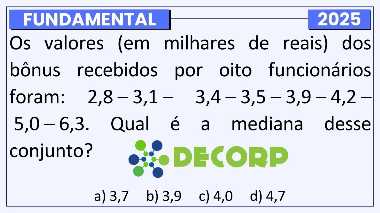 Como Resolver MEDIANA na Prova da Banca DECORP