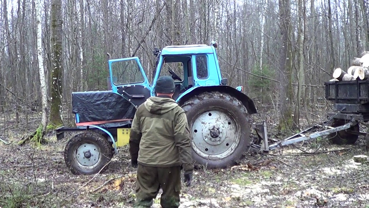 Возим дровишки на МТЗ 80 с прицепом 2ПТС4 Часть 2