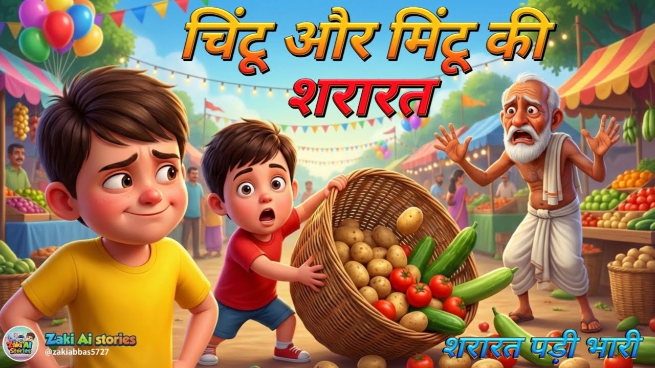 शरारती भाई और बूढ़े बाबा | Moral Story for Kids | Hindi Kahani | Zaki AI Stories#ZakiAIStory