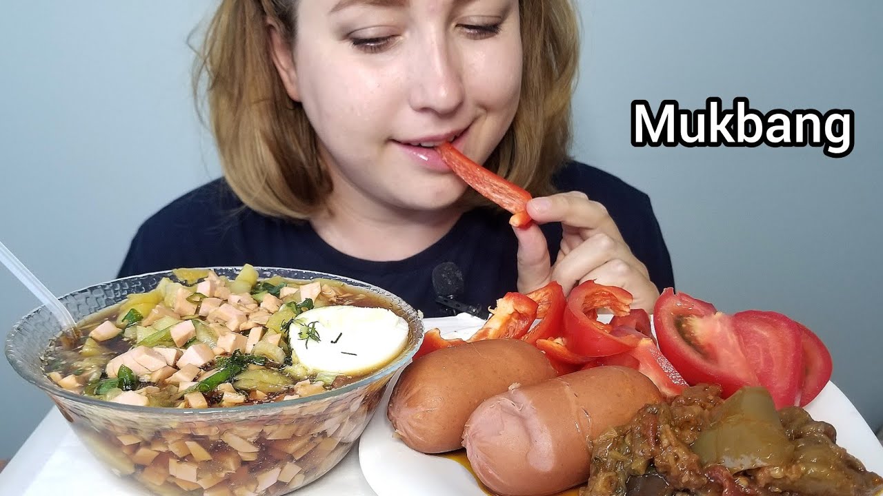 ОКРОШКА ПРОХЛАДНАЯ САРДЕЛЬКИ ПЕРЦЫ МУКБАНГ АСМР