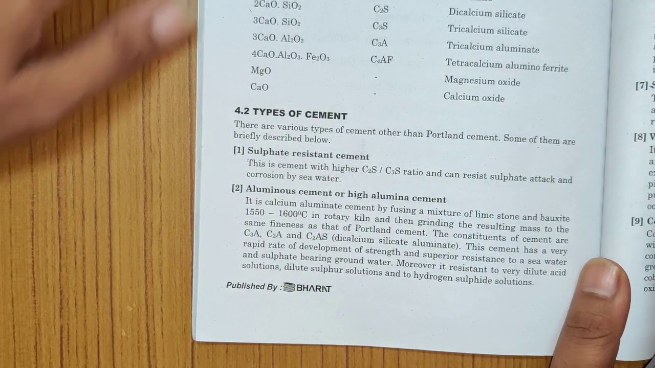 t.y chemistry chap 4: cement introduction and types of cement