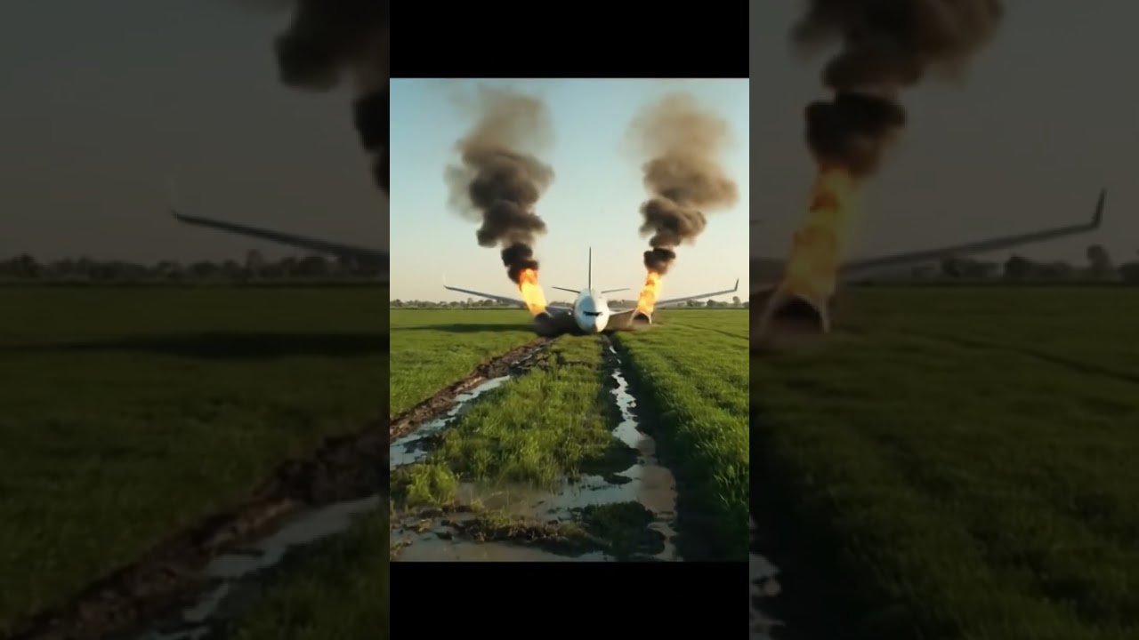 Plane Emergency Landing in Field | Engine Fire & Smoke | Realistic Crash Simulation