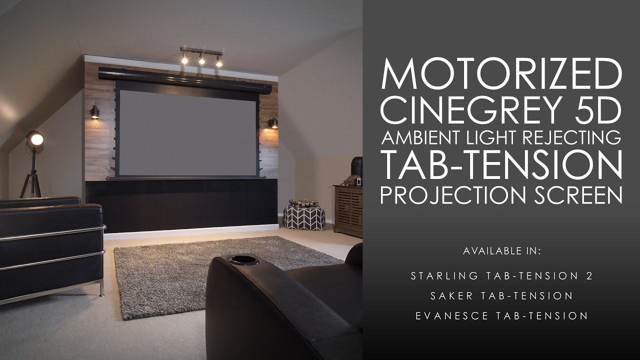 ✅ CineGrey 5D Ambient Light Rejecting, Tab-Tension Motorized Projection Screen