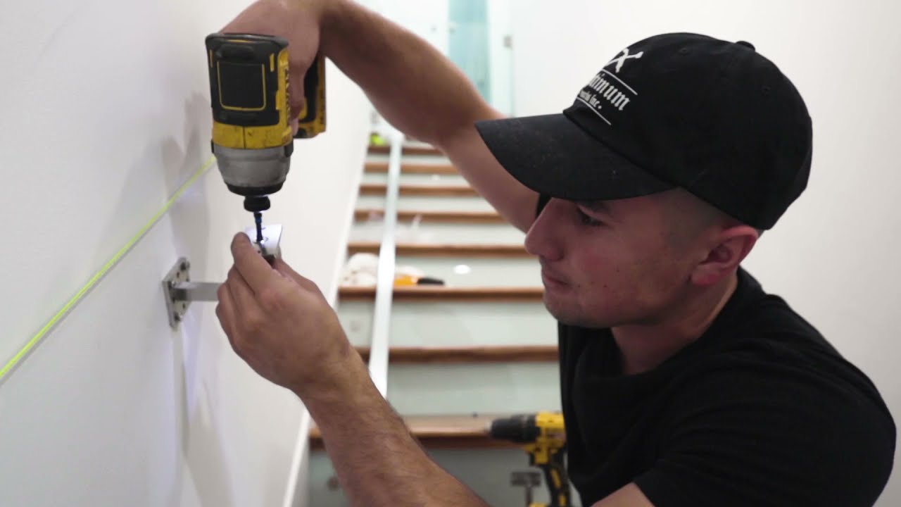 How to install a stainless steel wall mounted stair handrail DIY by Optimum Works