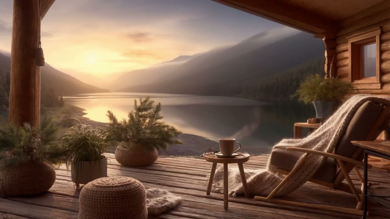 Mountain Cabin Porch 🏔️ Relaxing Nature Sounds & Soft Music | Focus Music Lab