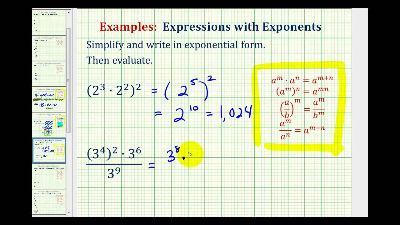 Ex 1:  Simplify Exponential Expressions - Positive Exponents Only