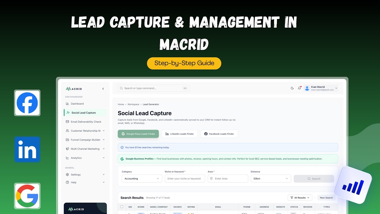 How to Capture Leads from Google, Facebook & LinkedIn in Macrid (Step-by-Step)