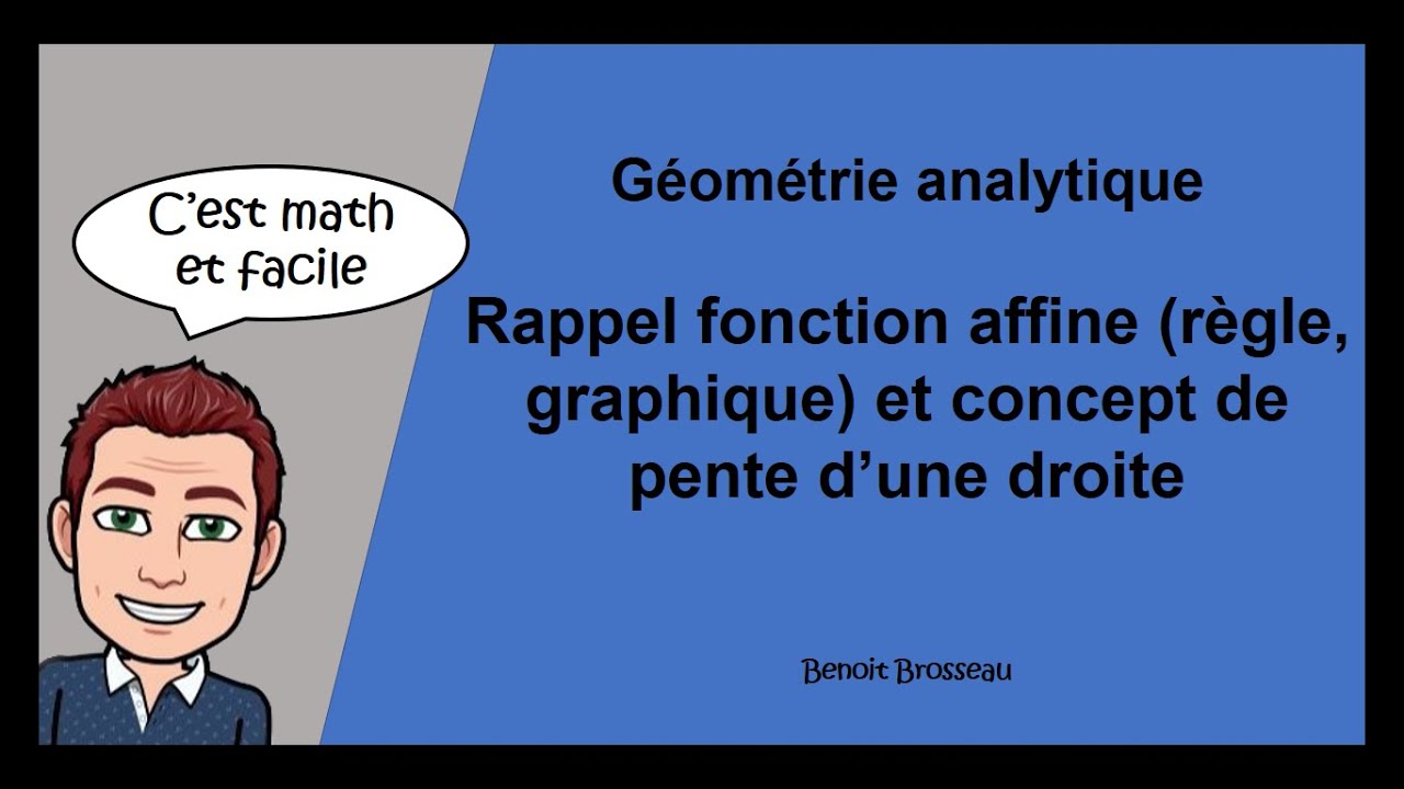 Rappel fonction affine règle, graphique et concept de pente d’une droite