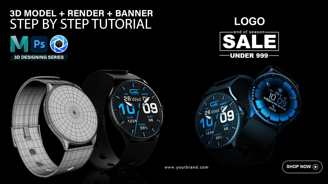 How to create a Watch model and use it for advertising using Maya, Keyshot & Photoshop | Tutorial