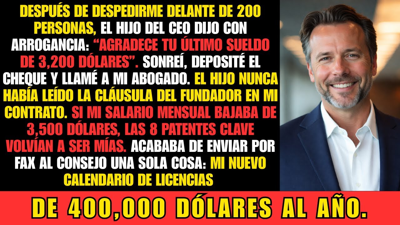 El hijo del CEO me despidió… su cheque de $3,200 activó una cláusula que lo arruinó