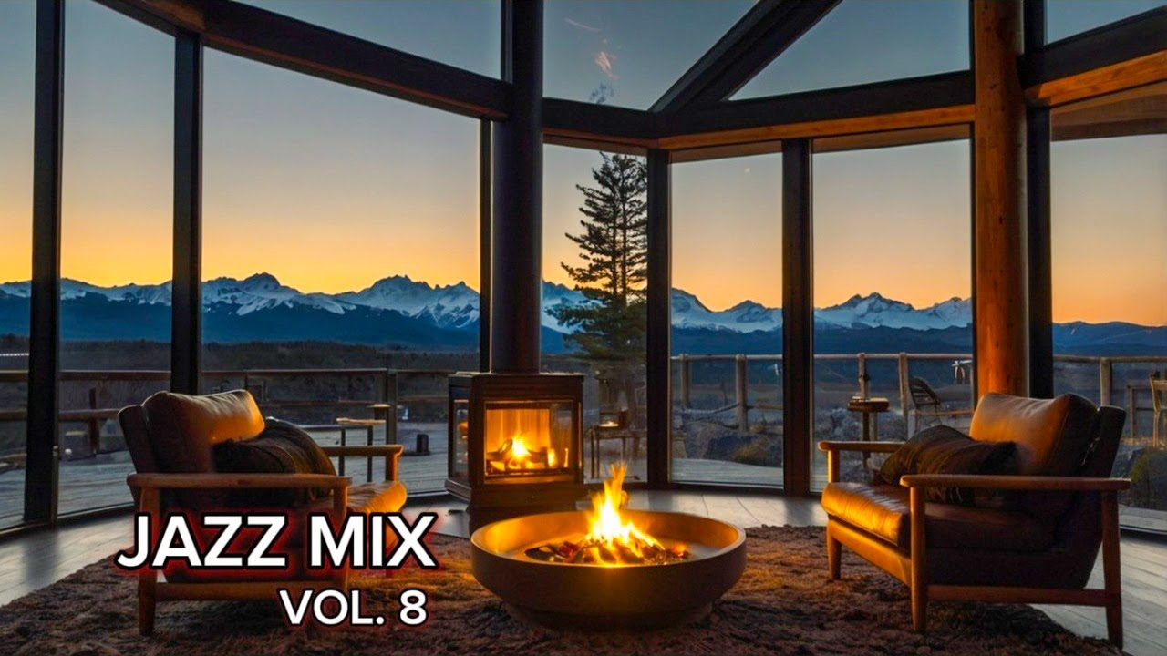 Jazz Patagónico para dormir profundo | Atardecer suave y chimenea