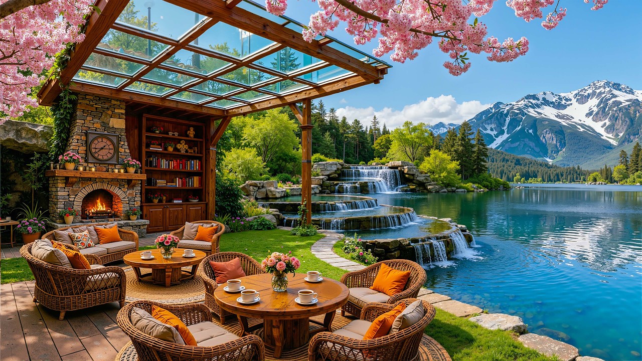 Warm Spring Morning Mountain Retreat Jazz 🌸 Soft Instrumental Sounds Enhancing a Peaceful Work Space
