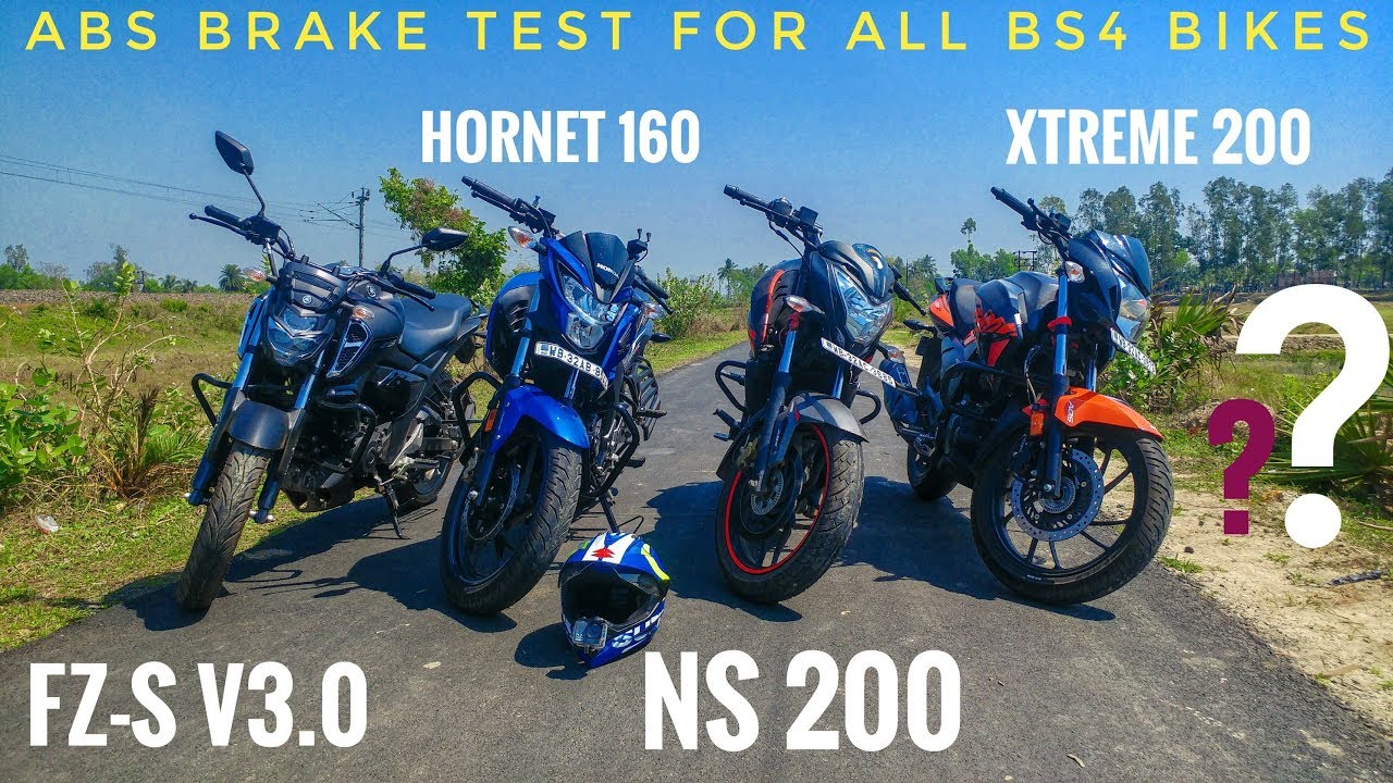 ABS Brake Test ll Hornet 160r vs Xtreme 200 vs FZ-S v3.0 vs NS200 ll Contai RiderZ
