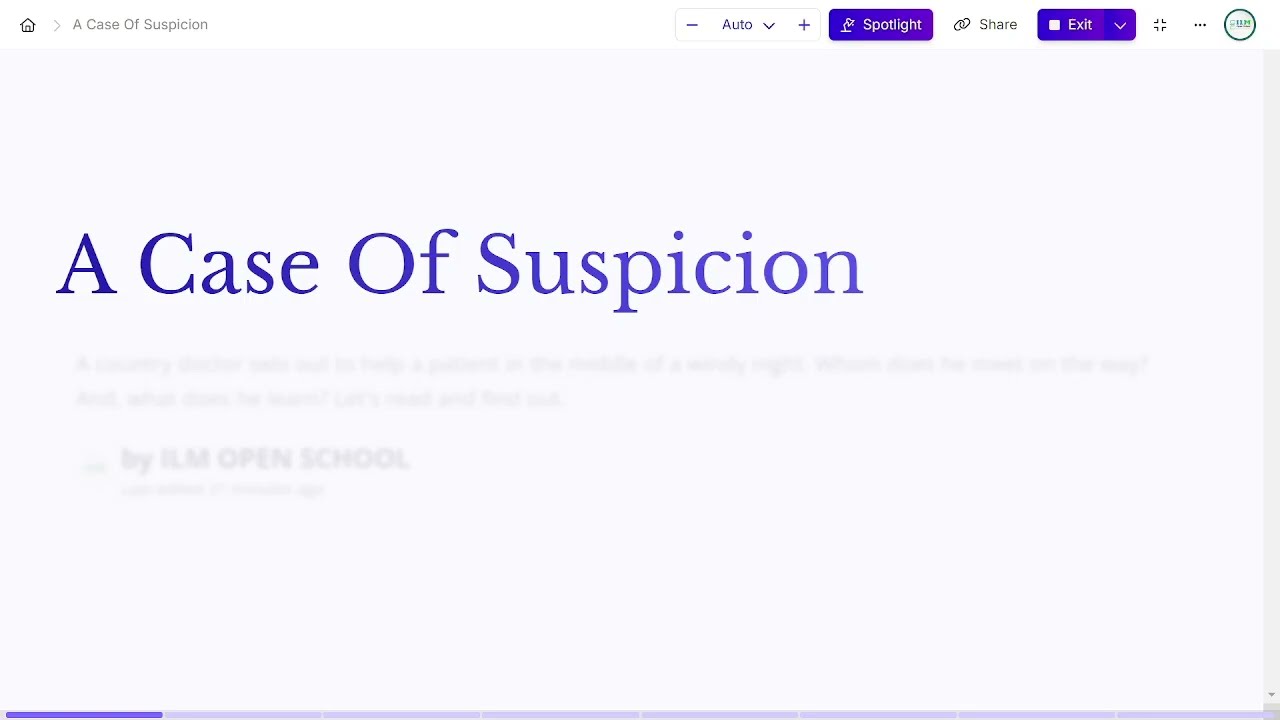 LESSON 8 A CASE OF SUSPICION BRIEF INTRODUCTION IN TAMIL