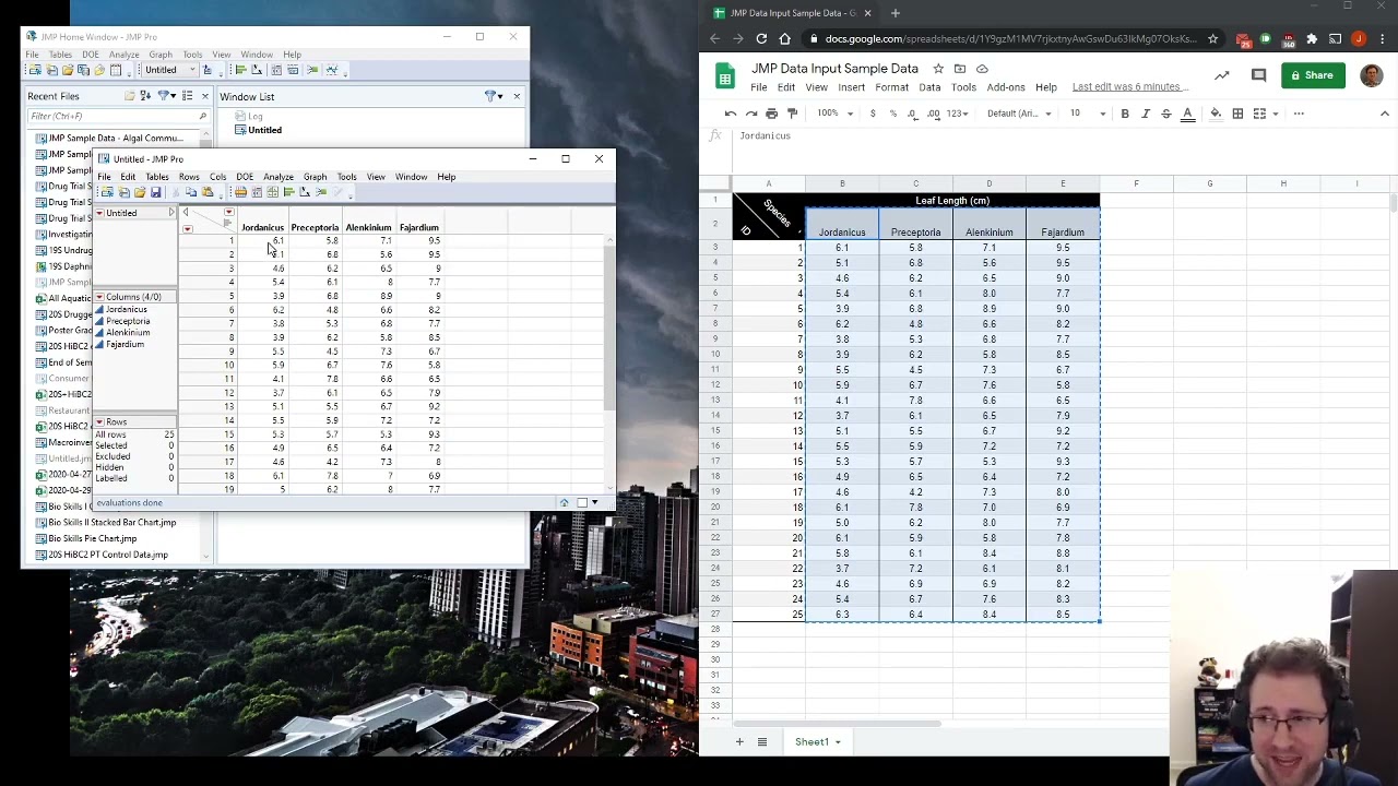 JMP Data Input