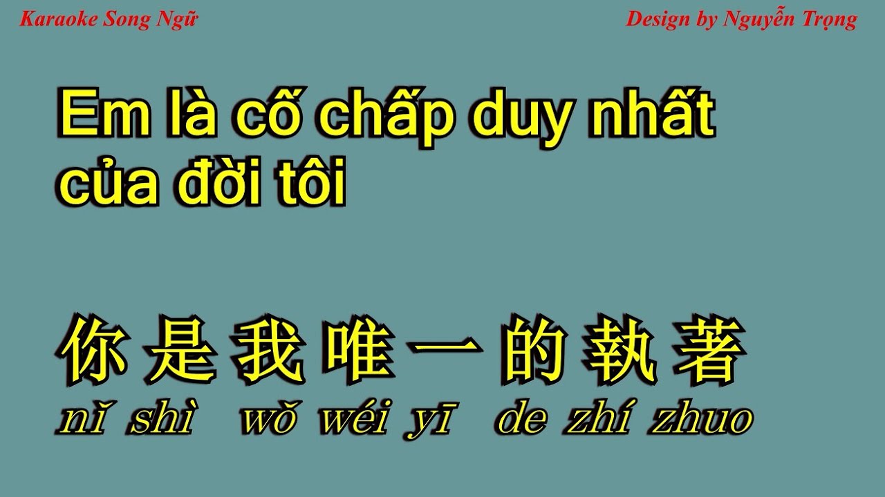 Karaoke - Em là cố chấp duy nhất của đời tôi - 你是我唯一的執著 (C# Min)