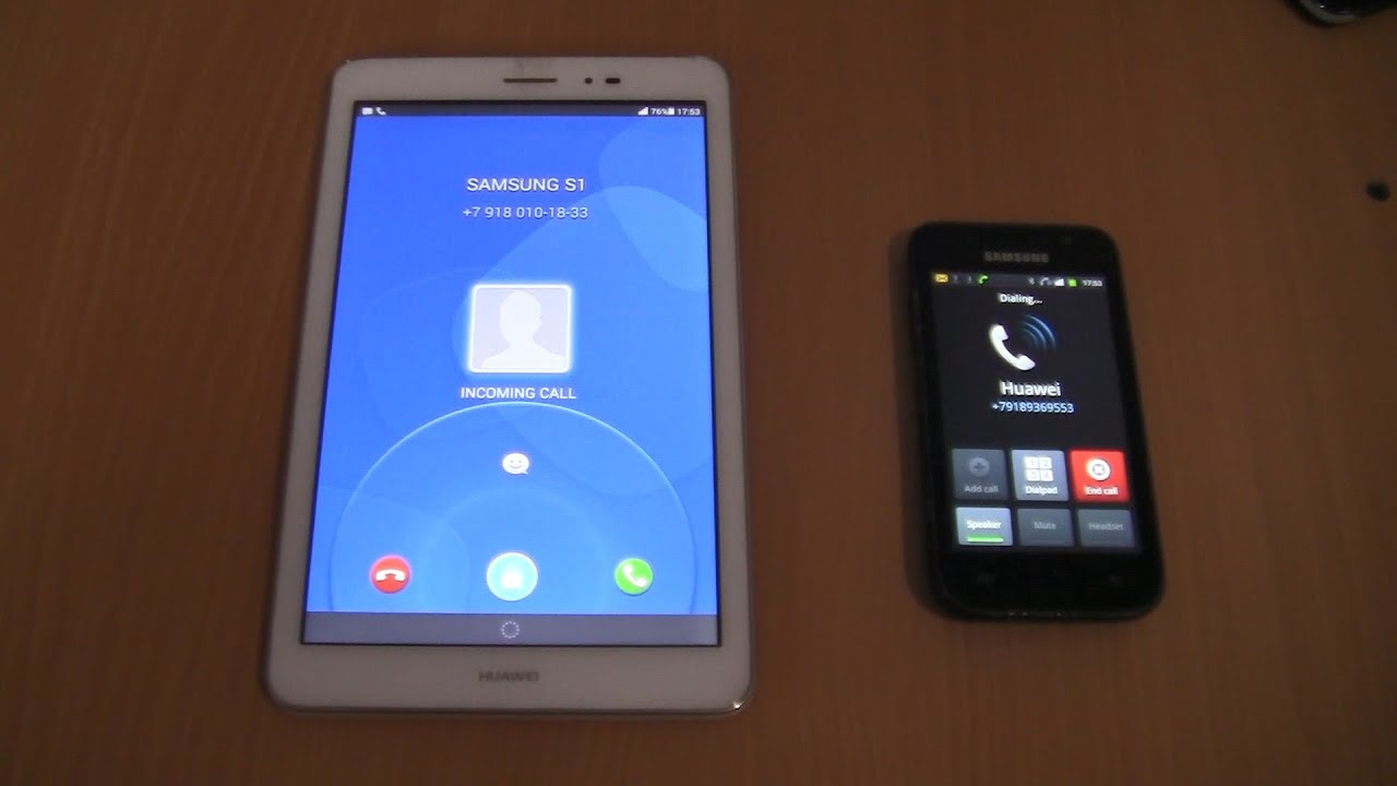 Incoming & Outgoing call at the Same Time Samsung  Galaxy s1+Huawei mediaPad T1 8.0