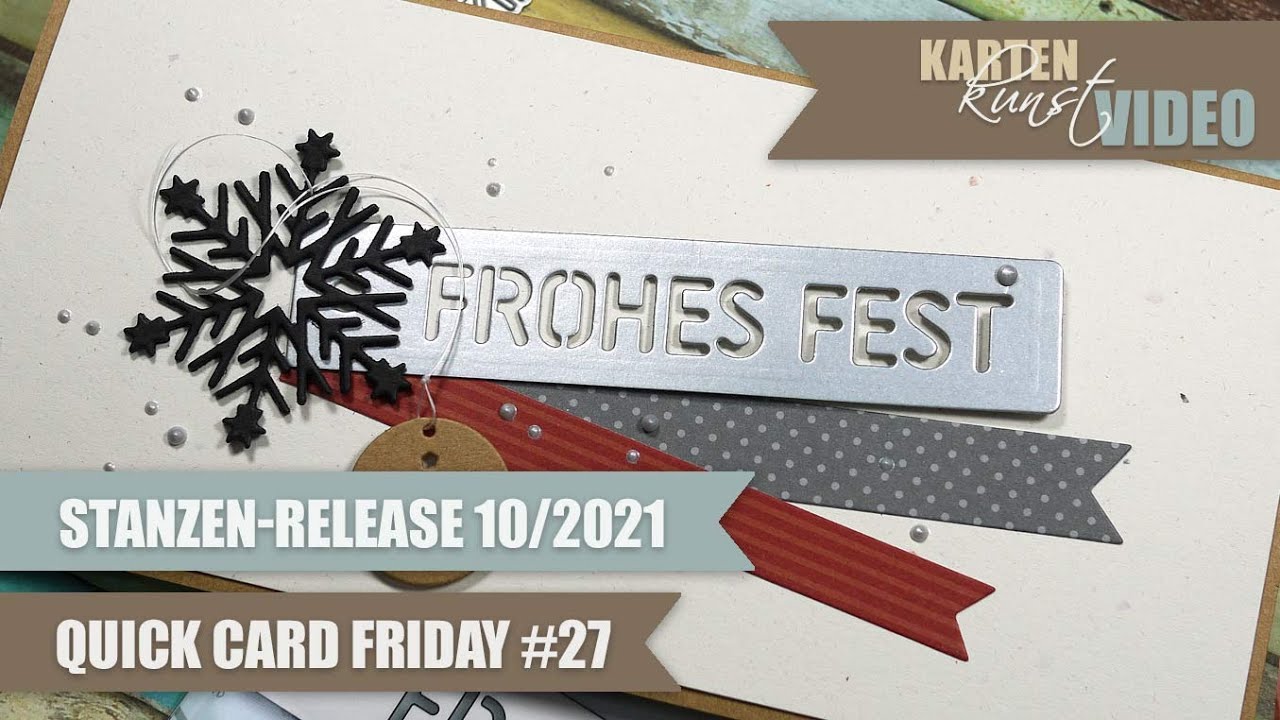Karten-Kunst Quick Card Friday #27 &ndash; Stencil Tag Frohes Fest aus dem neuen Stanzen-Release