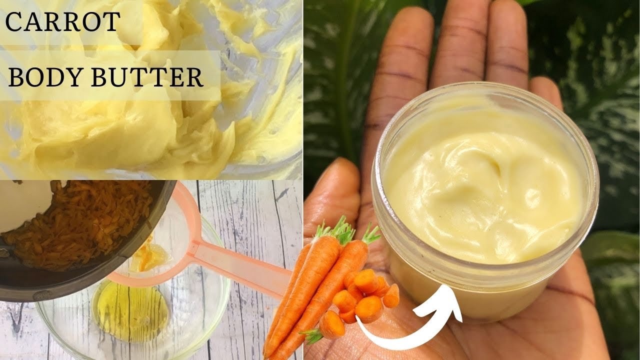 HOW TO MAKE CARROT BODY BUTTER FOR SKIN LIGHTENING | DIY WHIPPED BODY BUTTER FOR GLOWING SKIN
