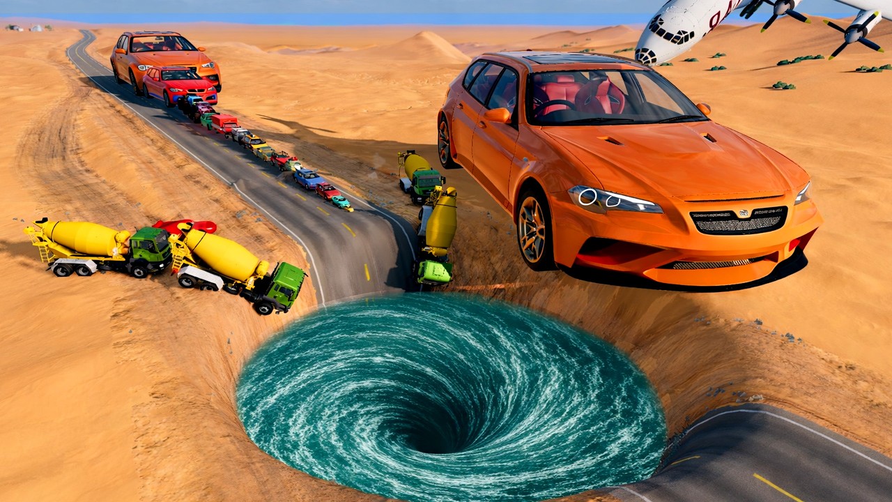 🔥 BIG & SMALL CARS vs GIANT PIT X LEAP OF DEATH MIX 💀💥 – BeamNG.drive Ultimate Crossover Challenge