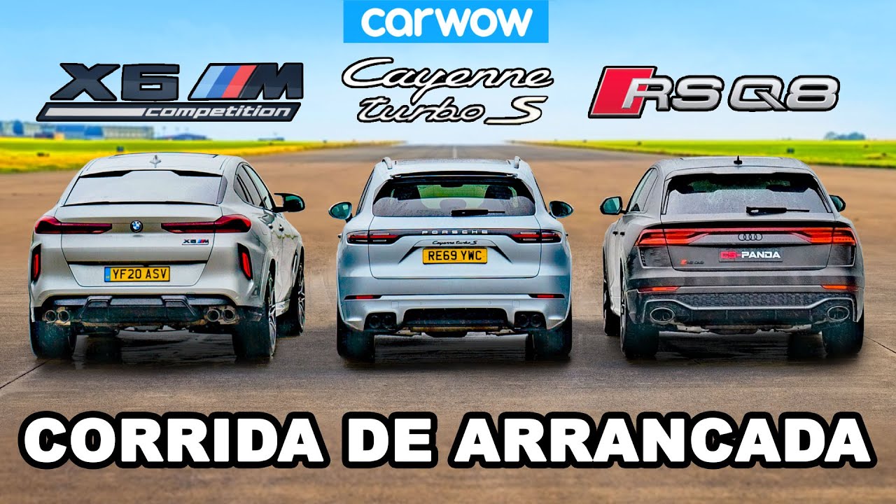 BMW X6M vs Audi RSQ8 vs Porsche Cayenne Turbo S - CORRIDA DE ARRANCADA