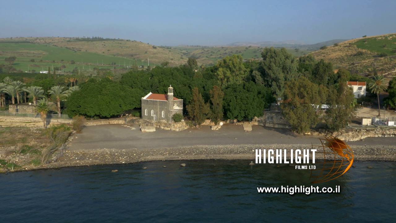 DN4K 005 G Israel stock footage: 4K drone aerial footage of Sea of Galilee near Tabgha