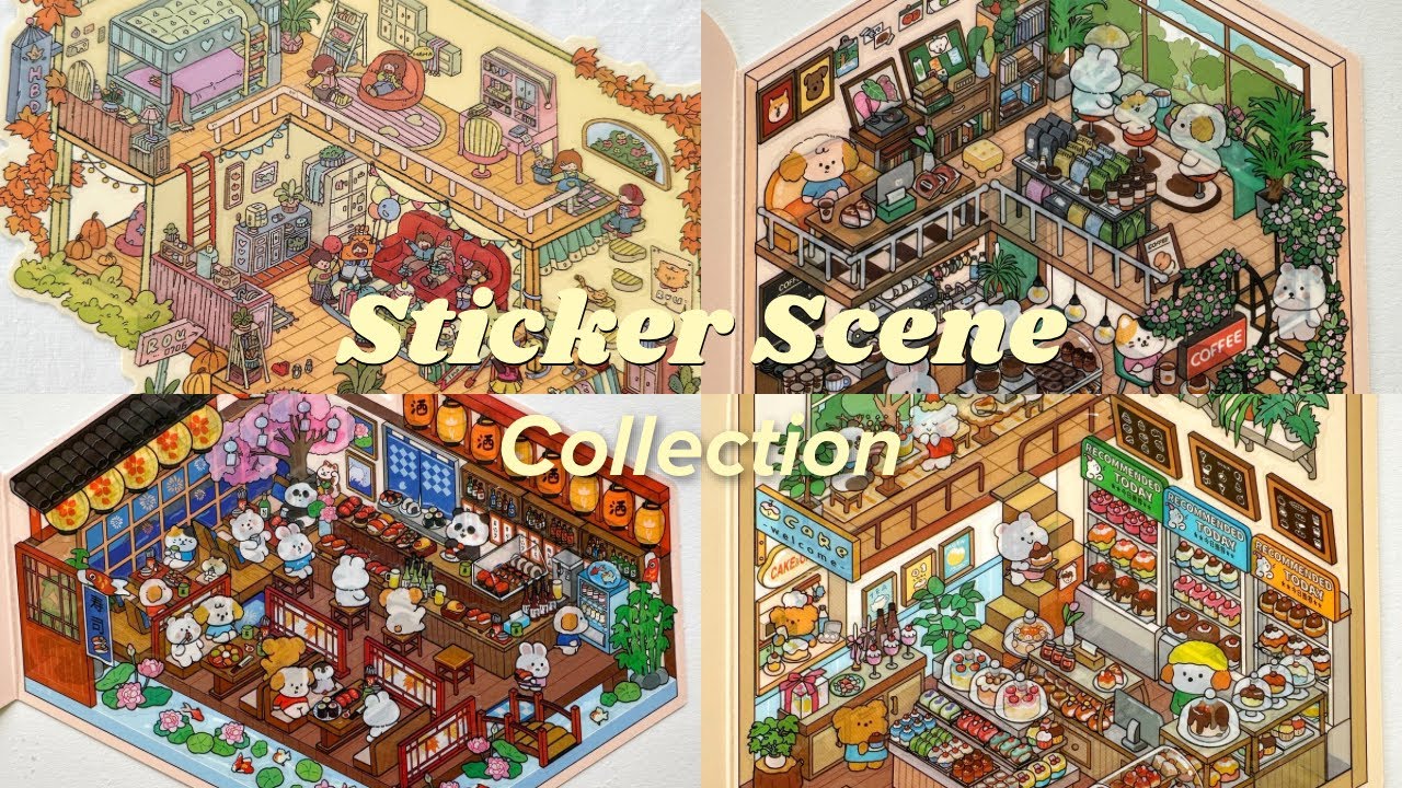 ASMR | STICKER SCENE COLLECTION | 3D STICKER SCENE DIY | RELAXING MINIATURE STICKERS