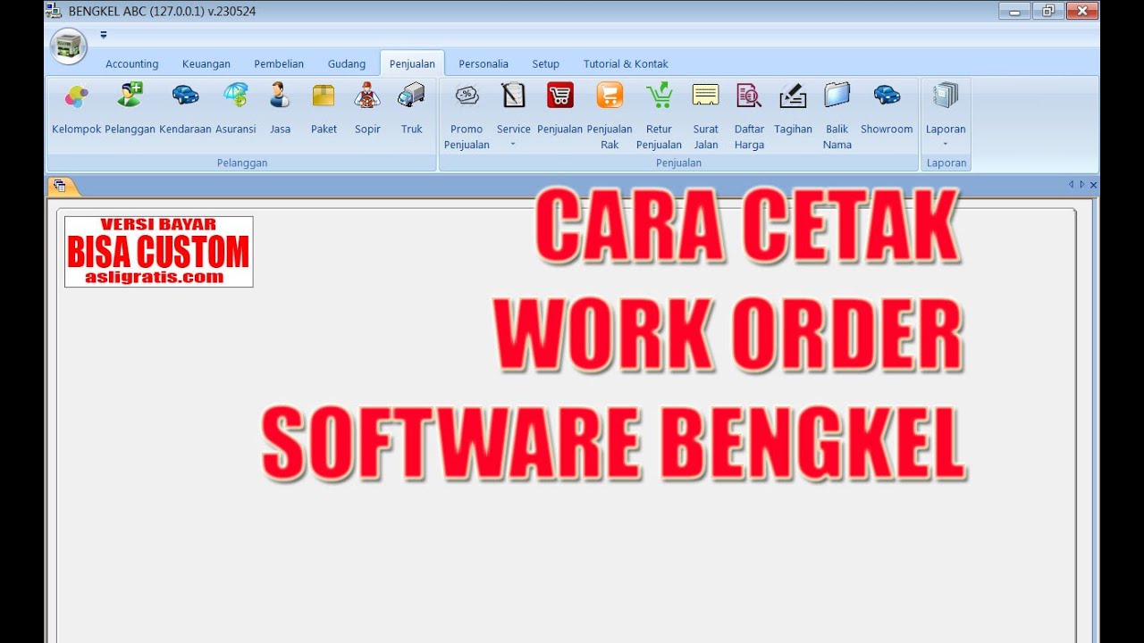 CARA CETAK WORK ORDER SOFTWARE BENGKEL