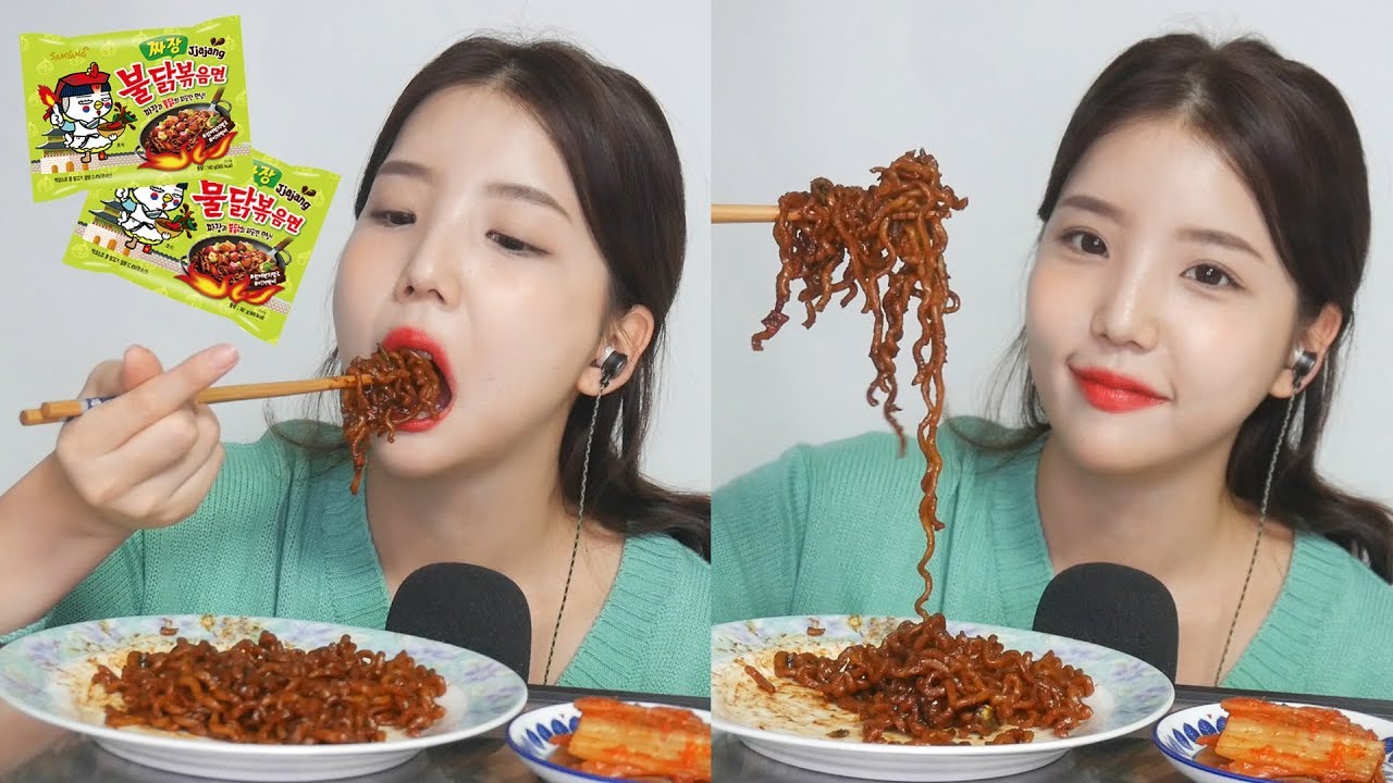 쩡유ASMR/ 2봉지흡입! 짜장불닭볶음면 ASMR /리얼사운드