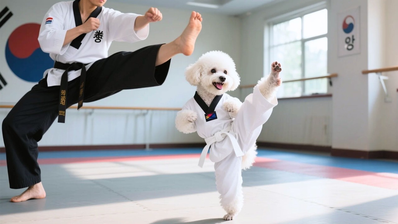 Baby Puppy Shows Off Amazing Taekwondo Kick  🥋💥to Mom Dog 🐶 | Funny dog ​​​​videos