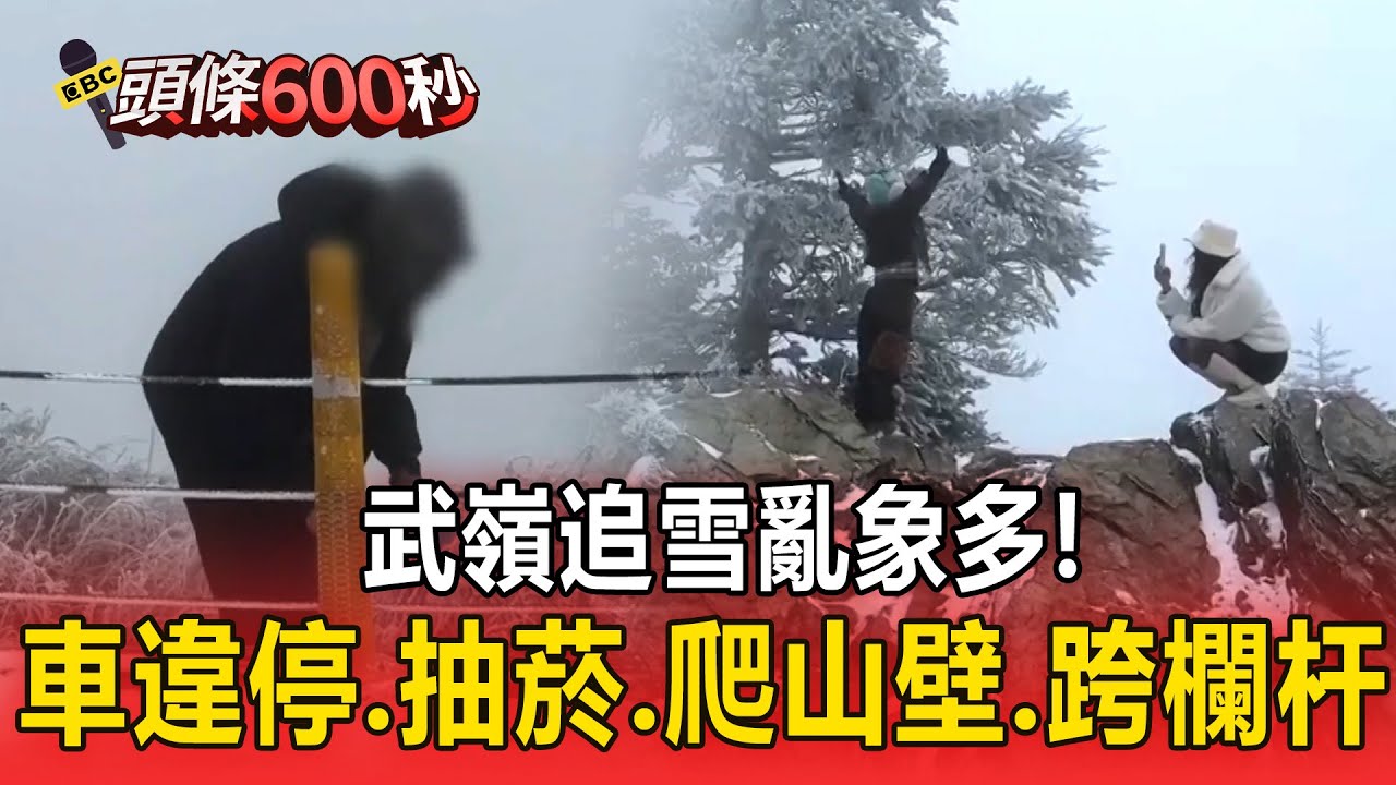 武嶺追雪亂象多！ 車違停、遊客抽菸、爬山壁、跨欄杆「保七警開勸導單」【頭條600秒】