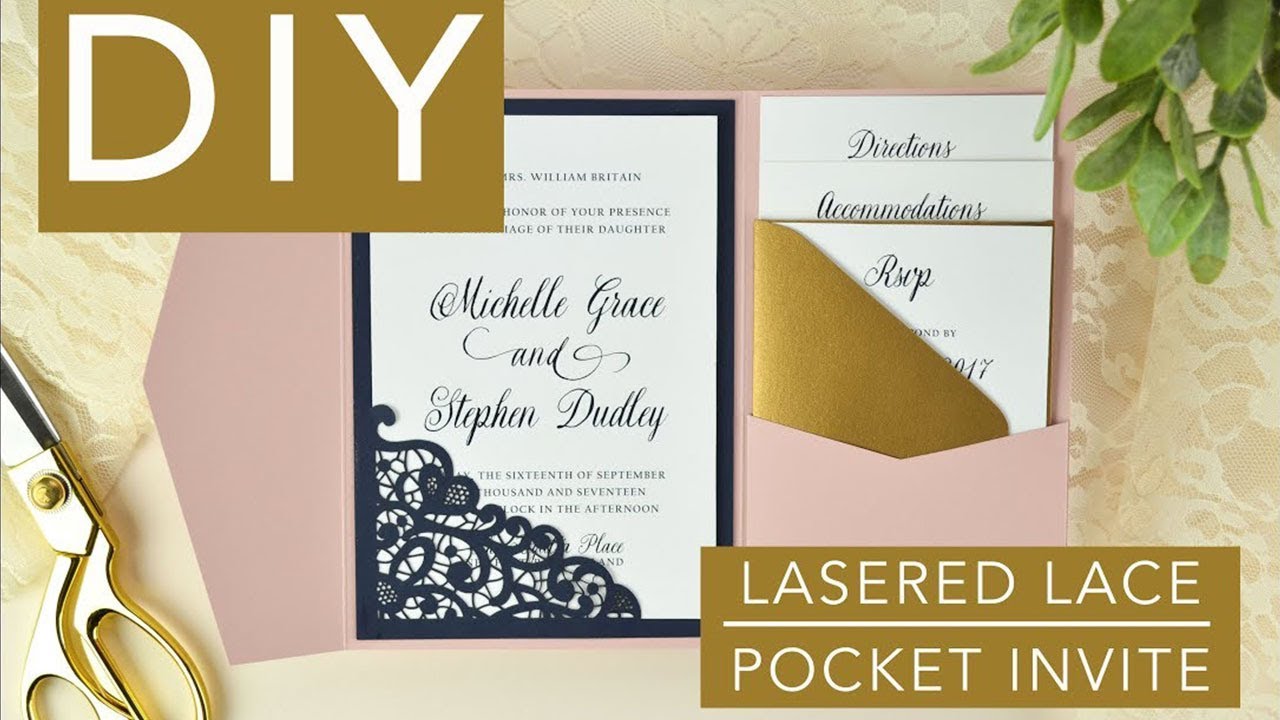 Lace Laser-Cut Pocket Wedding Invitation - DIY Assembly