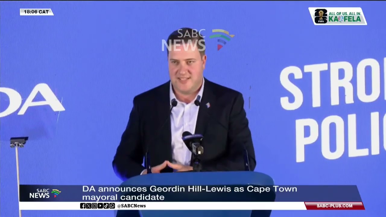 DA announces Geordin Hill-Lewis as Cape Town mayoral candidate