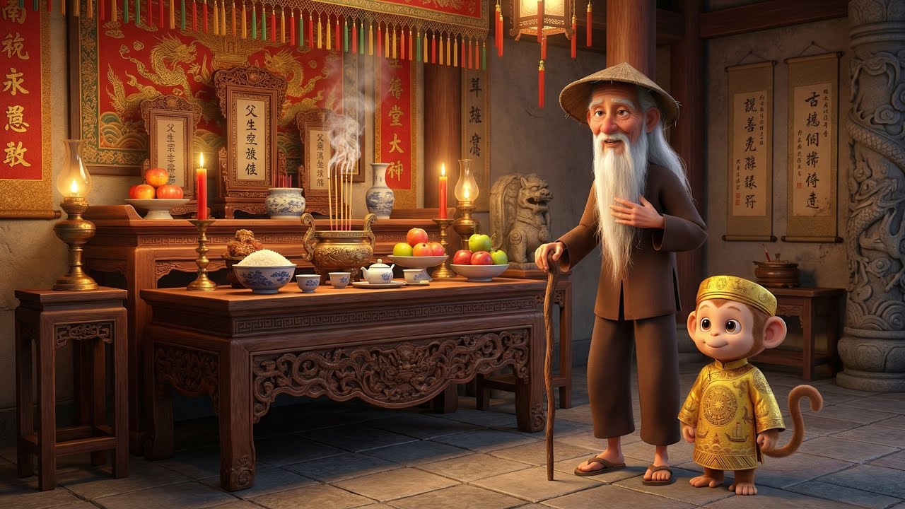 tín ngưỡng thờ cúng tổ tiên ngày tết của chú khỉ