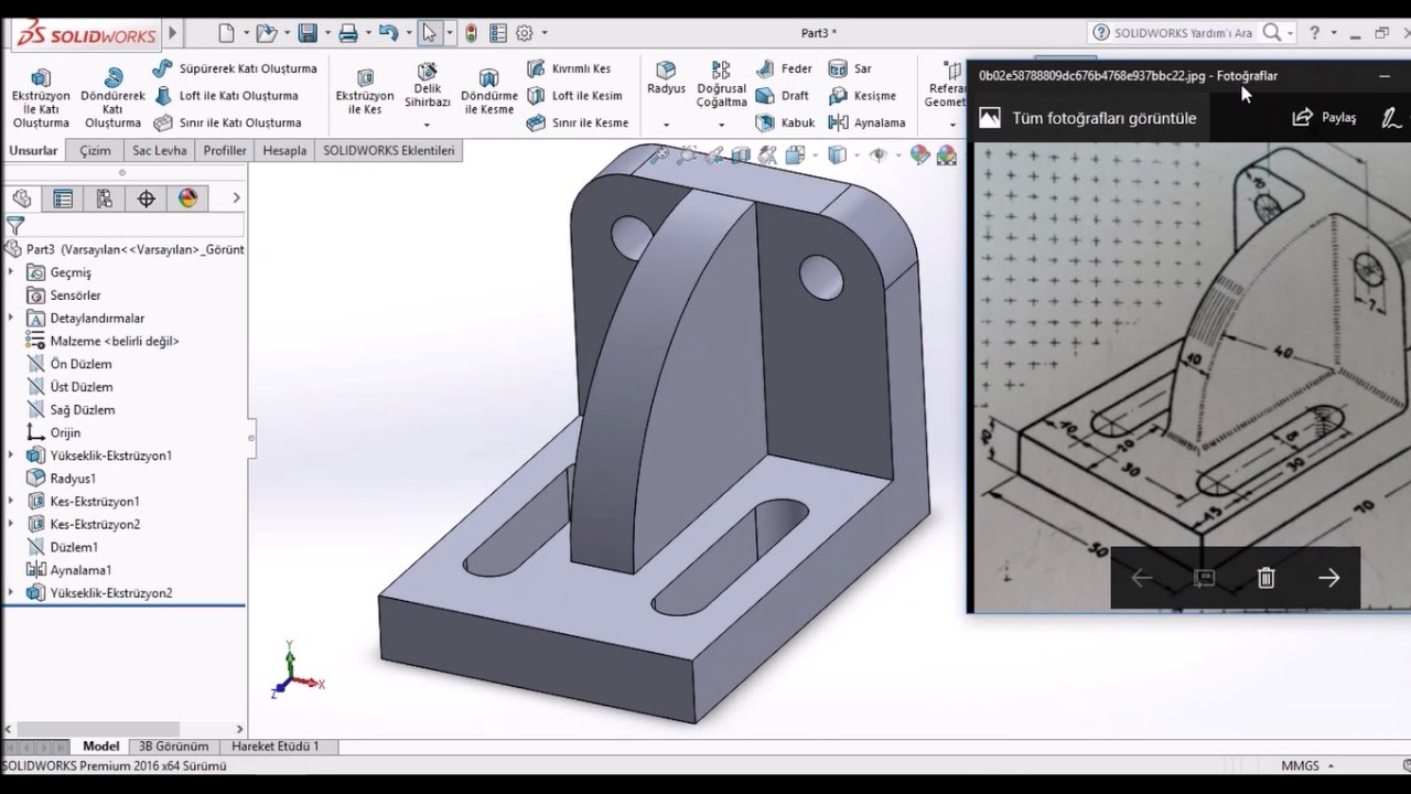 SolidWorks Örnek Çizimler #9 (Sesli Anlatım)