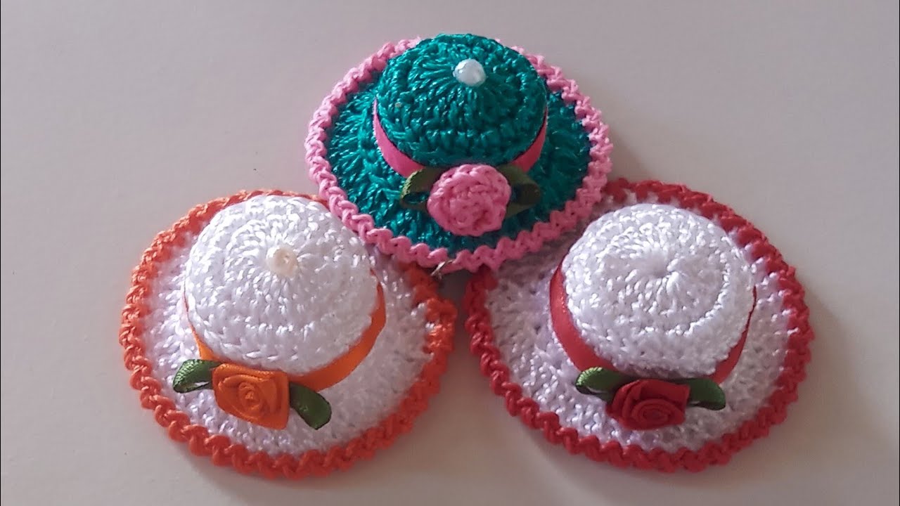 MINI CHAPEUZINHO DE CROCHÊ PARA LEMBRANCINHAS | Valdenete crochê artes e reciclagem
